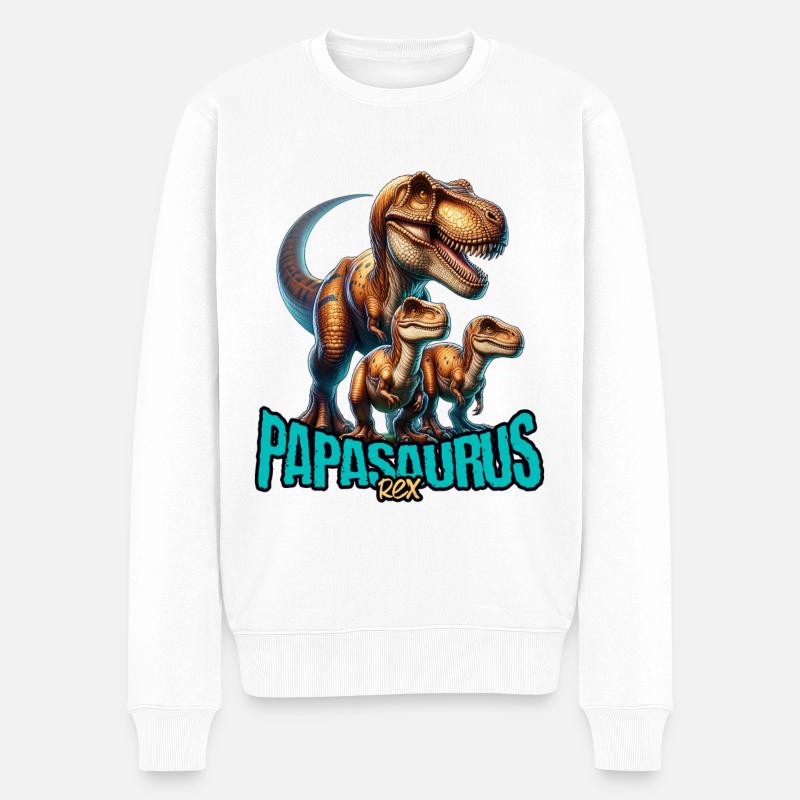 Papasaurus Rex - Männer Premium Bio Pullover - Weiß