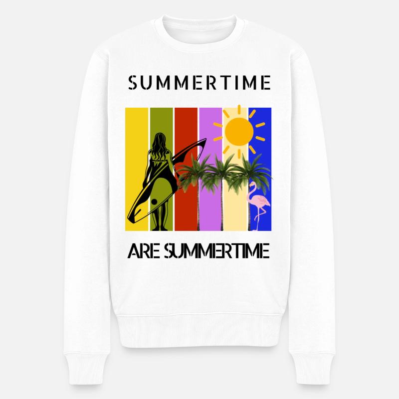 Summertime are Summertime - Männer Premium Bio Pullover - Weiß