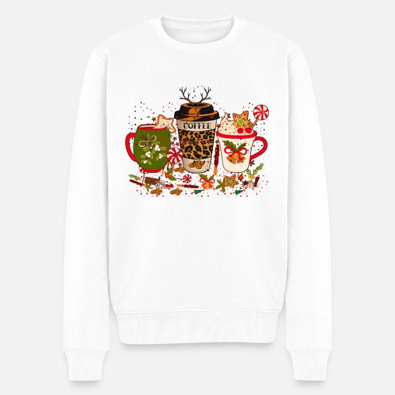 Weihnachtskaffee, Weihnachtsfeier, Weihnachtsstimmung - Männer Premium Bio Pullover - Weiß
