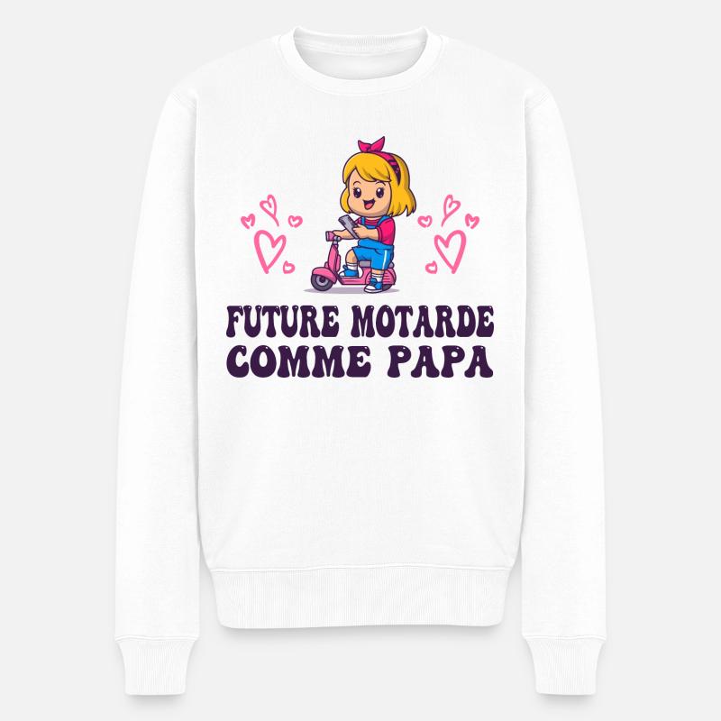 Future Motarde comme Papa - Pull Premium bio Homme - blanc