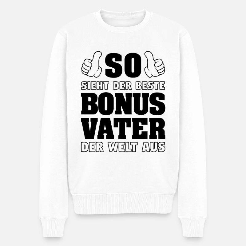Bonus Vater Vatertag Stiefvater Stiefpapa Geschenk - Männer Premium Bio Pullover - Weiß