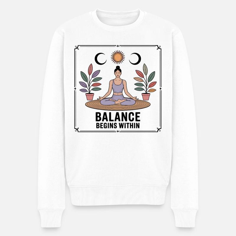 Balance Begins Within - Yoga - Männer Premium Bio Pullover - Weiß