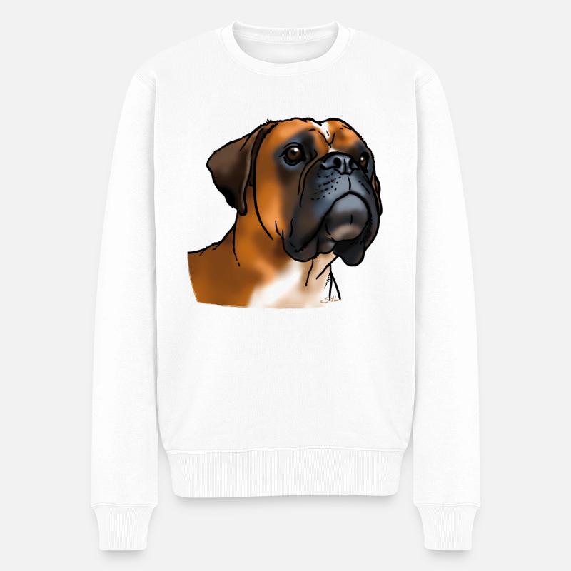 Boxer Hundekopf - Männer Premium Bio Pullover - Weiß