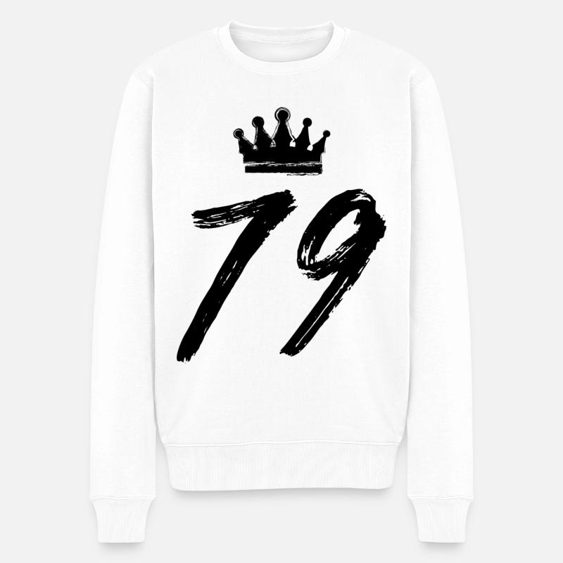 79 Zahl Krone - Männer Premium Bio Pullover - Weiß