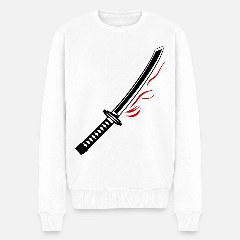 Samurai Schwert Icon - Männer Premium Bio Pullover - Weiß