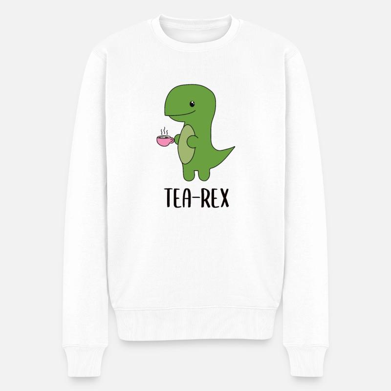 Tea-Rex süßer grüner Dinosaurier Dino - Männer Premium Bio Pullover - Weiß