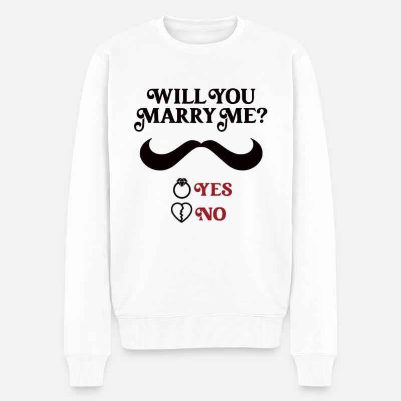 Marriage proposal Heiratsantrag - Männer Premium Bio Pullover - Weiß