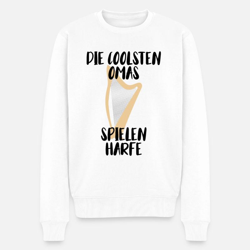 Harfe Geschenk Musikinstrument Musiker Zupfen - Männer Premium Bio Pullover - Weiß