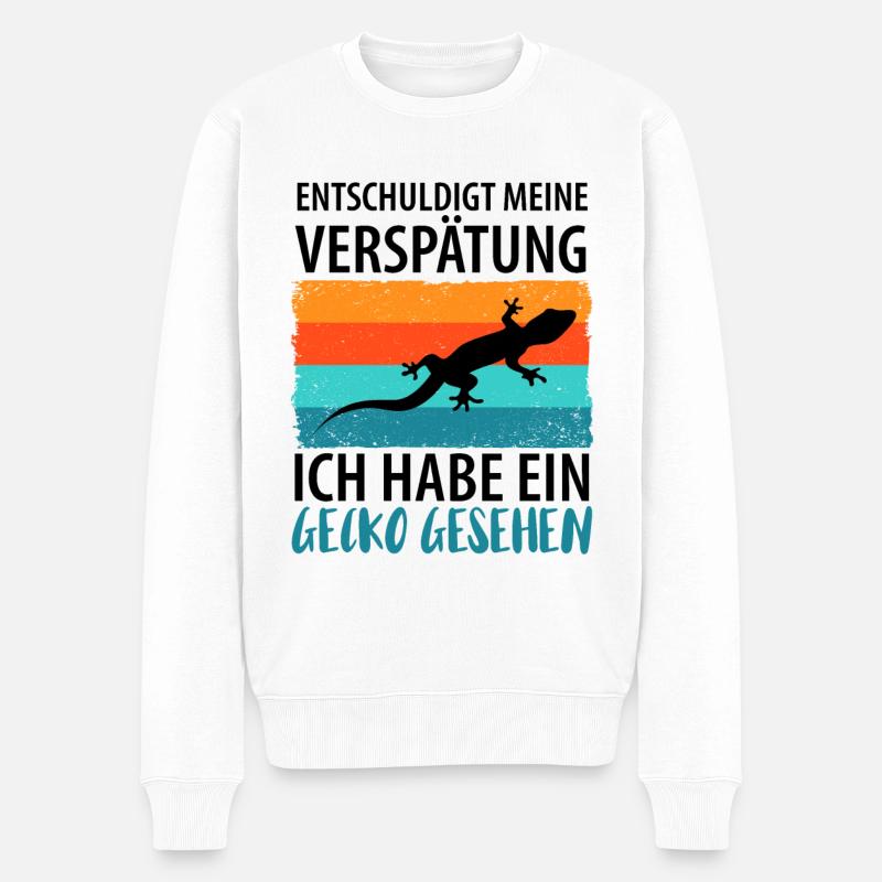 GECKO - Männer Premium Bio Pullover - Weiß