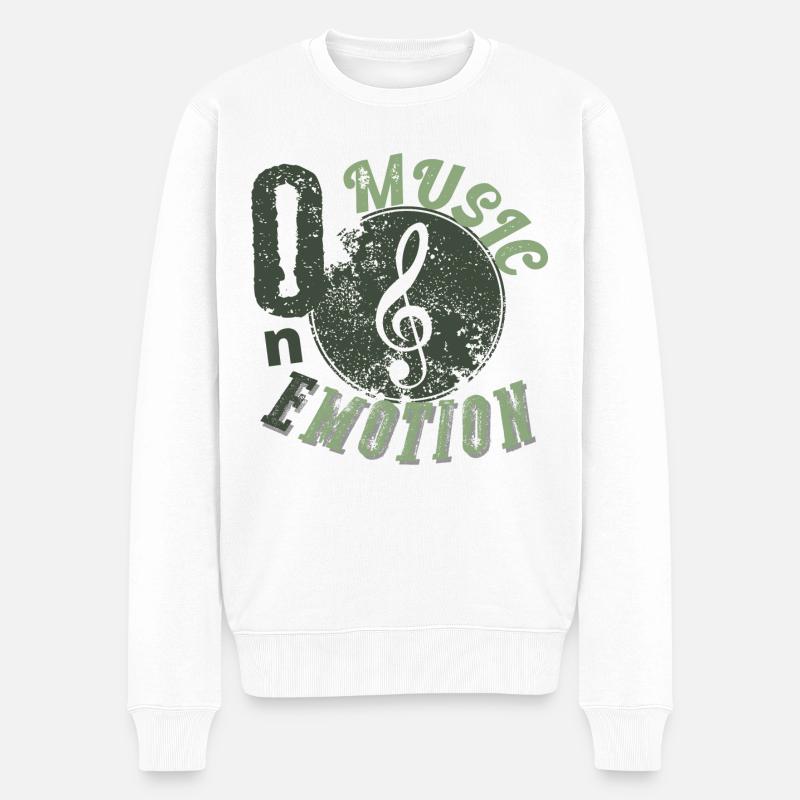 One music one emotion - Pull Premium bio Homme - blanc