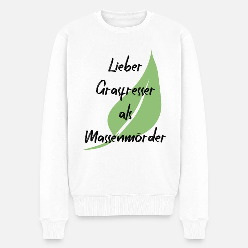 Vegan Veganer Tierschutz Vegetarier Vegetarisch - Männer Premium Bio Pullover - Weiß