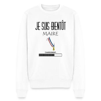 Je suis bientôt maire - Pull Premium bio Homme - blanc - Devant - Thijin (182cm)