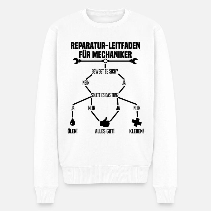 Mechaniker Automechaniker Bastler Werkstatt - Männer Premium Bio Pullover - Weiß