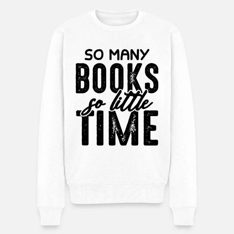 viele bücher lesen - Männer Premium Bio Pullover - Weiß