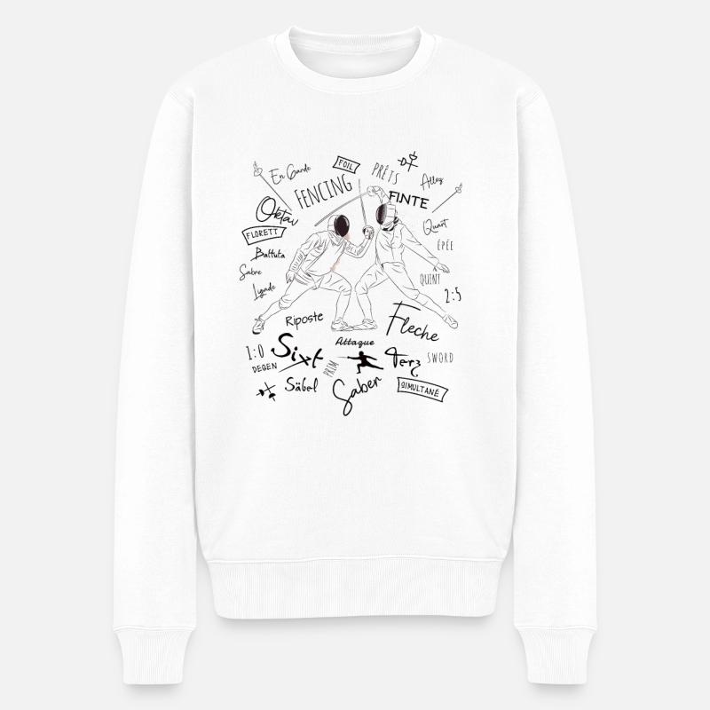 Fechten Begriffe Training Geschenk - Männer Premium Bio Pullover - Weiß