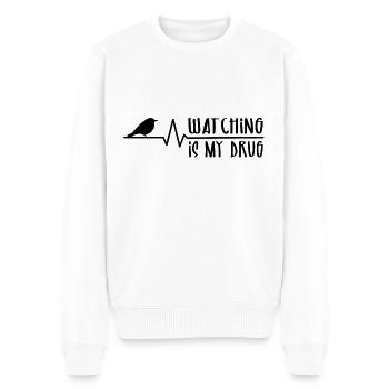 Bird Watching Is My Drug - Birdwatcher - Männer Premium Bio Pullover - Weiß - Vorne - Thijin (182cm)