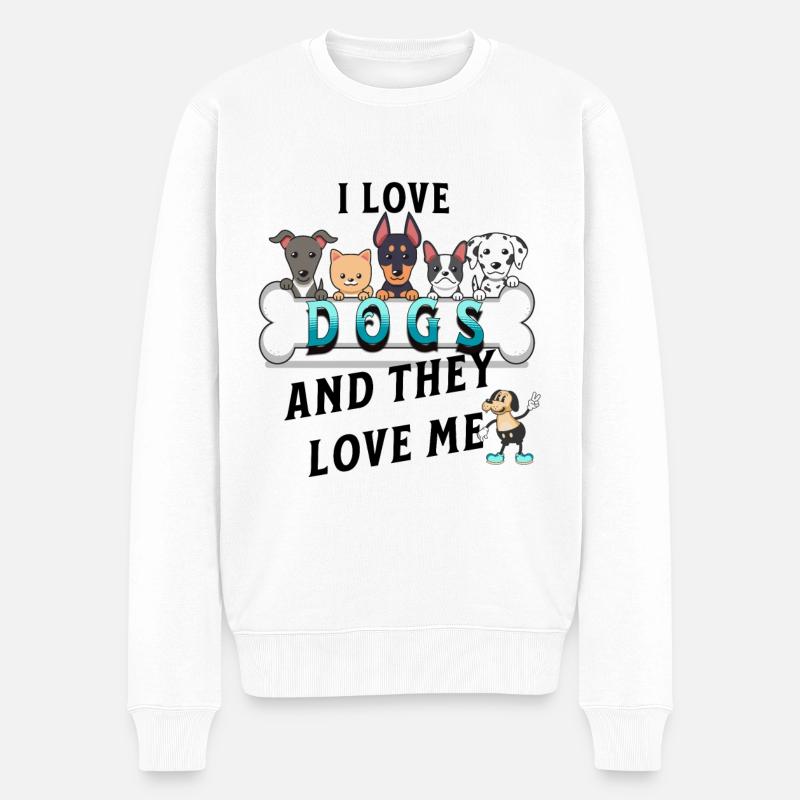 Chien Aime-moi Hundeliebe - Pull Premium bio Homme - blanc