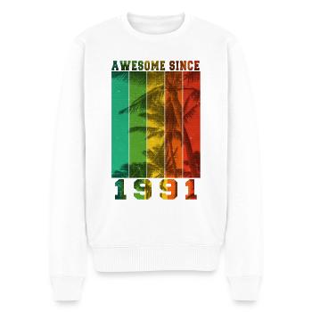 Großartig seit 1991 - Männer Premium Bio Pullover - Weiß - Vorne - Thijin (182cm)
