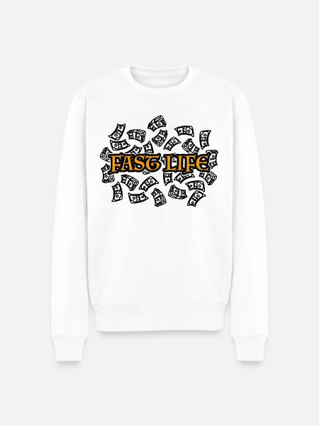 Fast Life - Männer Premium Bio Pullover - Weiß
