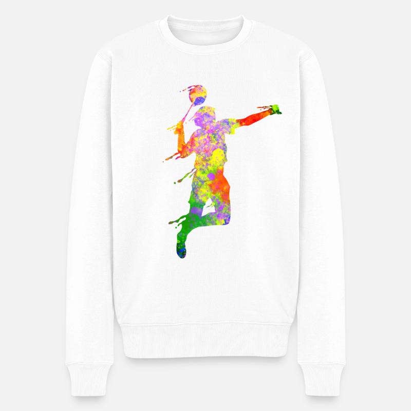 Courge badminton découpée en papier - Pull Premium bio Homme - blanc