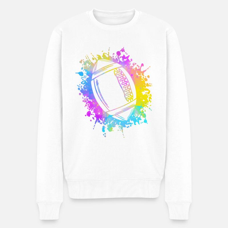 Bunte Spritzer Fußball Kinder - Männer Premium Bio Pullover - Weiß