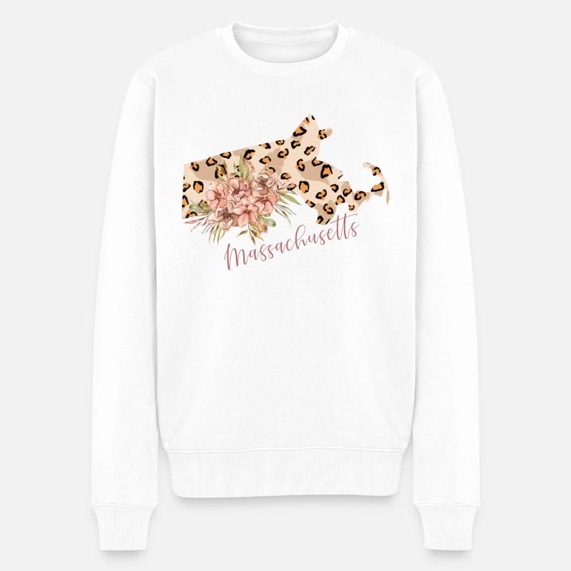 Carte du léopard du Massachusetts - Pull Premium bio Homme - blanc