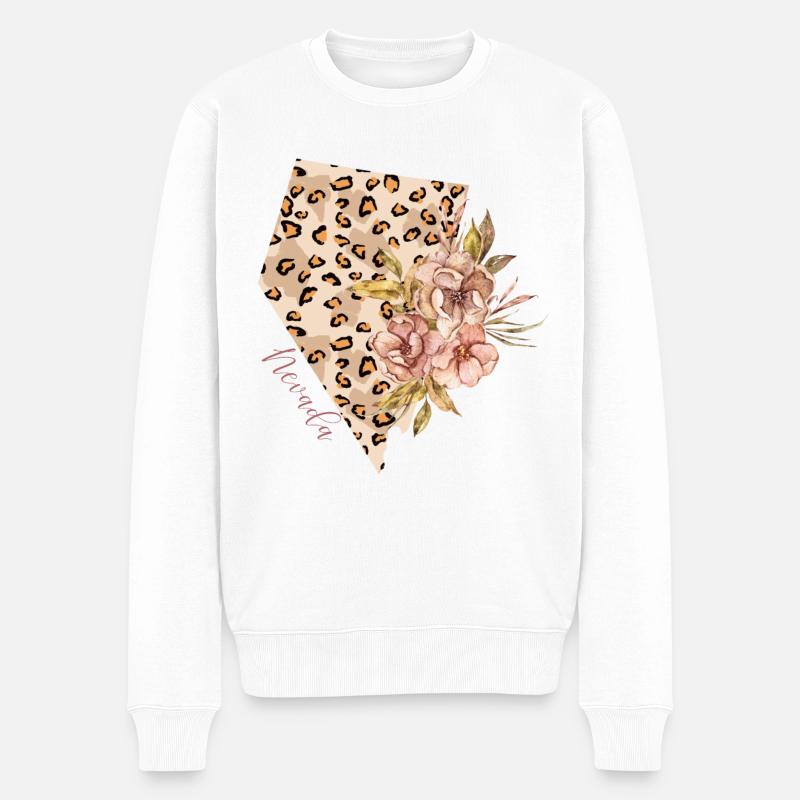Nevada Leopard-muster Karte Leo - Männer Premium Bio Pullover - Weiß