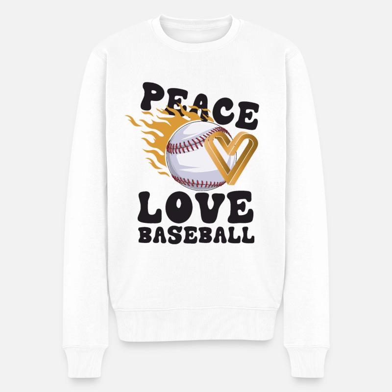 Mädchen Frieden Liebe Baseball - Männer Premium Bio Pullover - Weiß