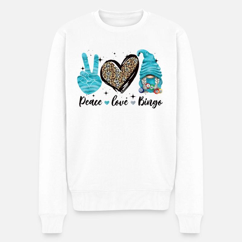 Frieden Liebe Bingo - Männer Premium Bio Pullover - Weiß