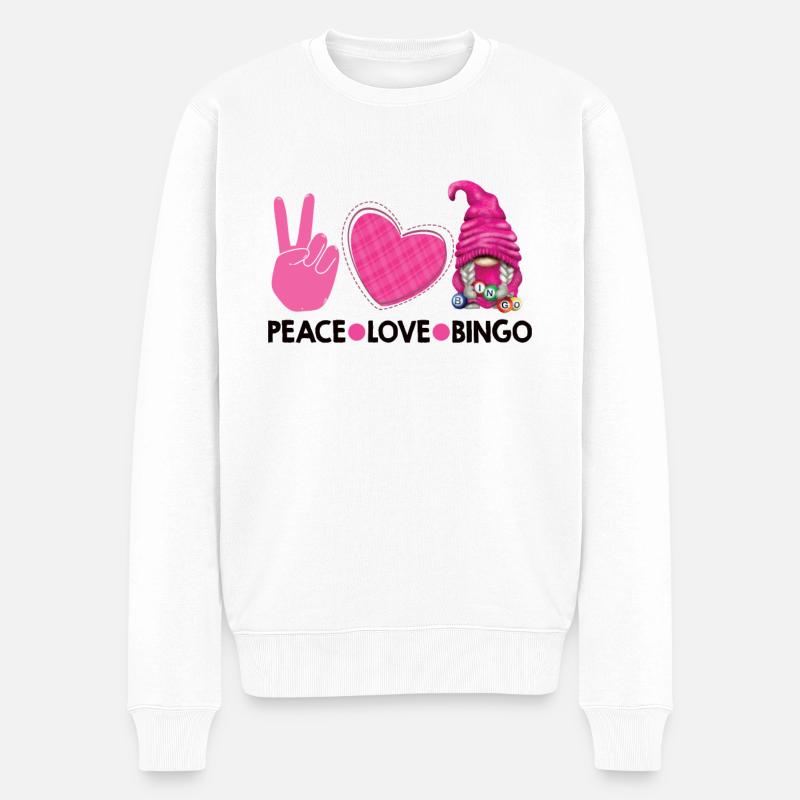 Peace Love Bingo - Pull Premium bio Homme - blanc