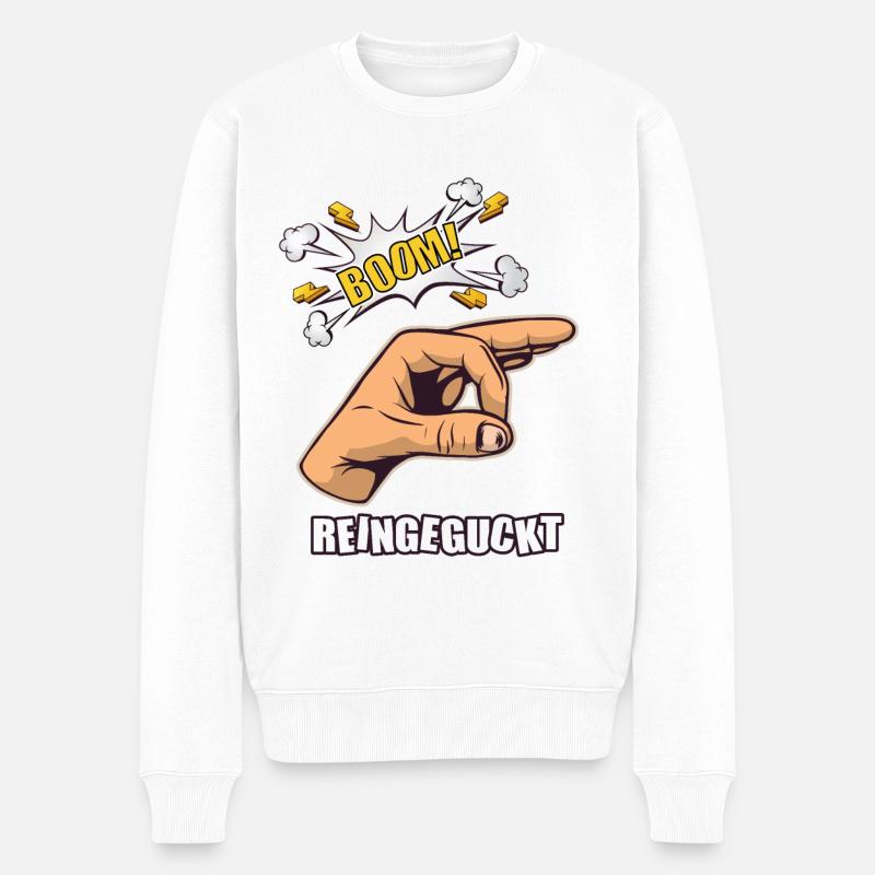 Reingeschaut Lustig Boom Reingeguckt - Männer Premium Bio Pullover - Weiß