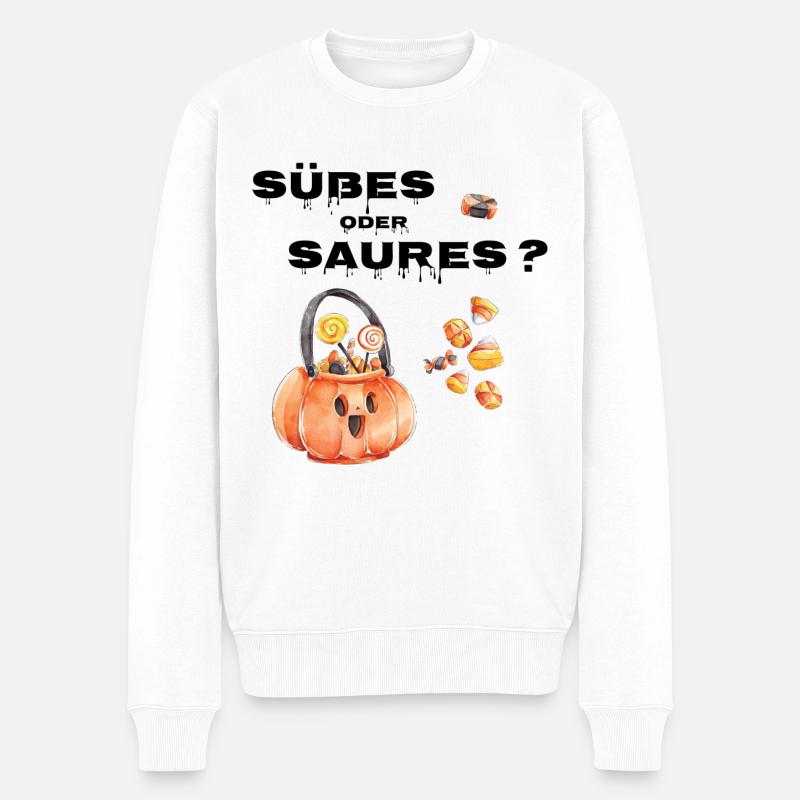 Süßes oder Saures - Männer Premium Bio Pullover - Weiß