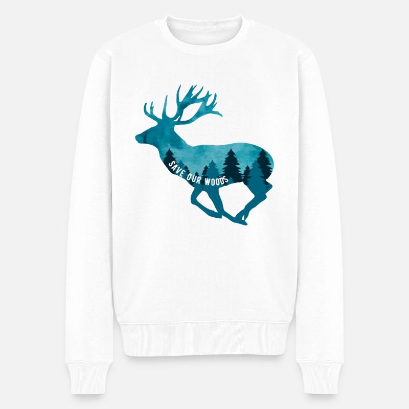 Rettet Unsere Wälder Umweltschutz - Männer Premium Bio Pullover - Weiß