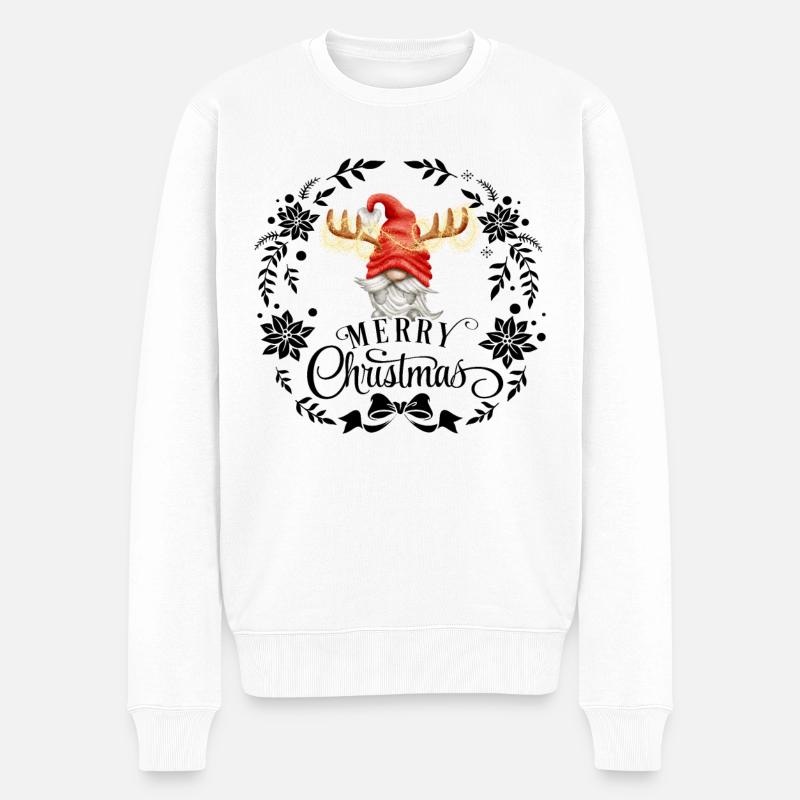 Merry Christmas Weihnachtsgnom - Männer Premium Bio Pullover - Weiß
