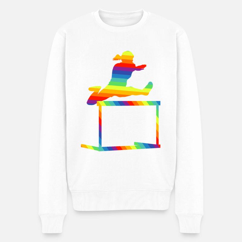 Hürden Lauf Leichtathletik - Männer Premium Bio Pullover - Weiß