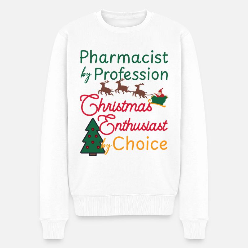 Pharmacien Noël Passionné de Noël - Pull Premium bio Homme - blanc