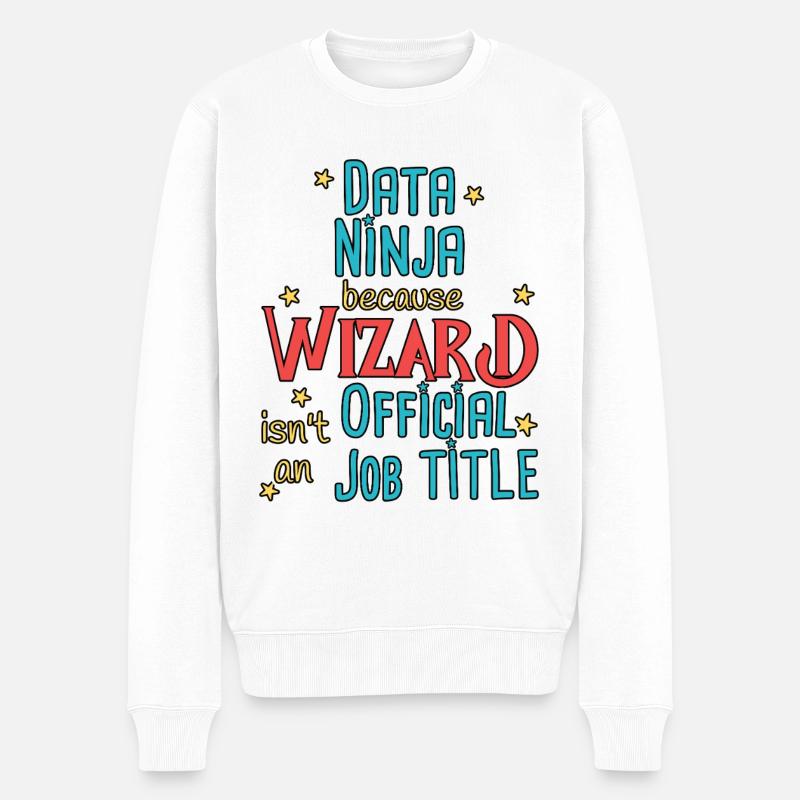 Data Ninja Wizard - Männer Premium Bio Pullover - Weiß