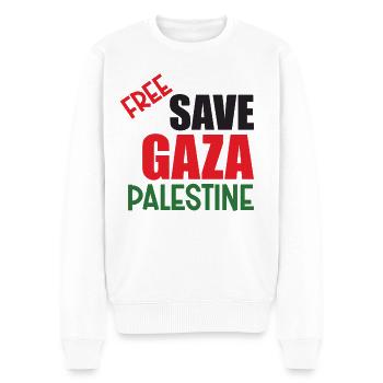 Free Palestine Gaza Save Gaza Streifen - Männer Premium Bio Pullover - Weiß - Vorne - Thijin (182cm)