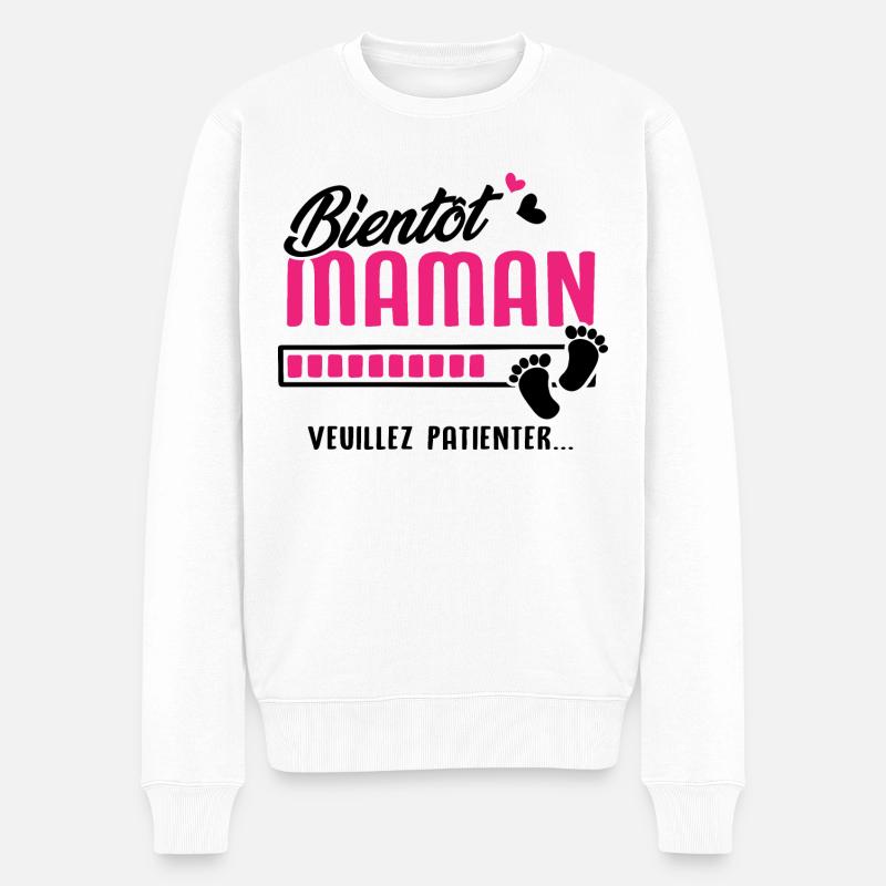 bientôt maman veuillez patienter - Pull Premium bio Homme - blanc
