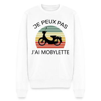 Je peux pas j’ai mobylette - Pull Premium bio Homme - blanc - Devant - Thijin (182cm)