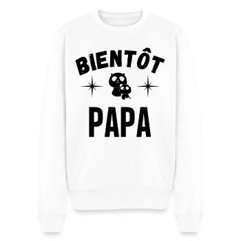 Bientôt papa - futur papa - femme enceinte - Pull Premium bio Homme - blanc - Devant - Thijin (182cm)
