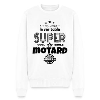 super motard 100% génial humour - Pull Premium bio Homme - blanc - Devant - Thijin (182cm)