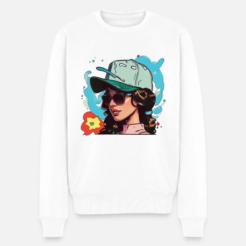 Pyro-Mädchen - Männer Premium Bio Pullover - Weiß