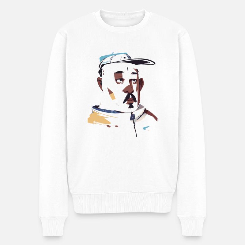 Künstlerischer schwarzer Mann mit Snapback - Männer Premium Bio Pullover - Weiß