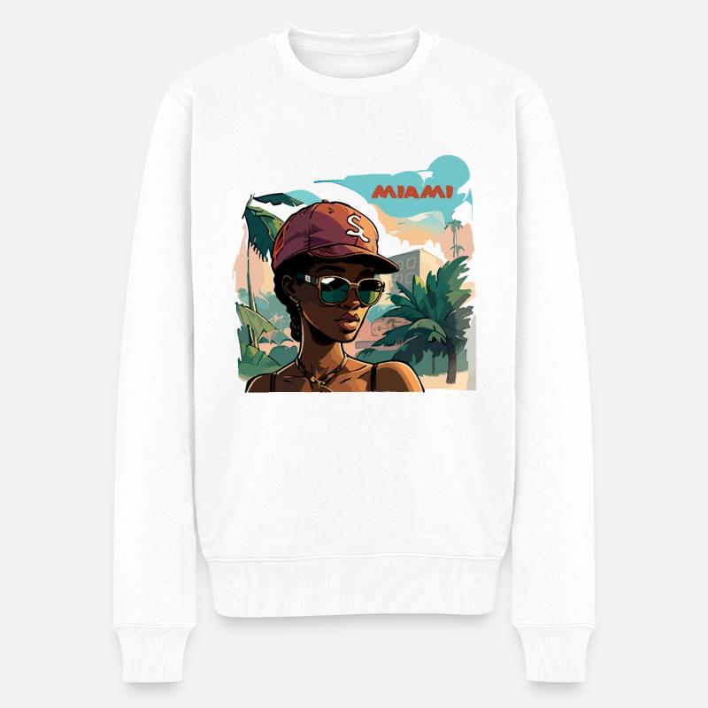 Carte postale de Miami - Pull Premium bio Homme - blanc