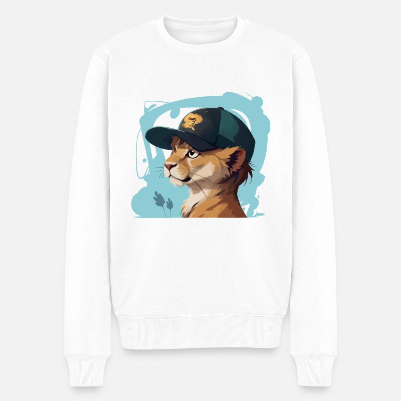 Cooler Löwe - Männer Premium Bio Pullover - Weiß