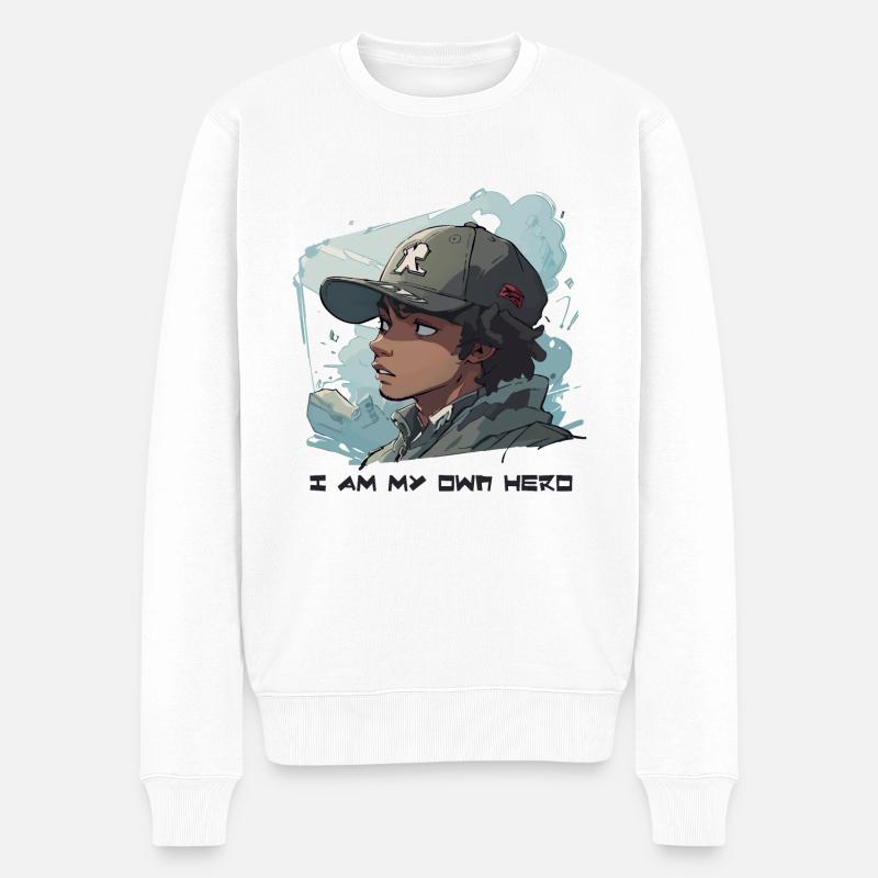 Super-héros de style anime - Pull Premium bio Homme - blanc