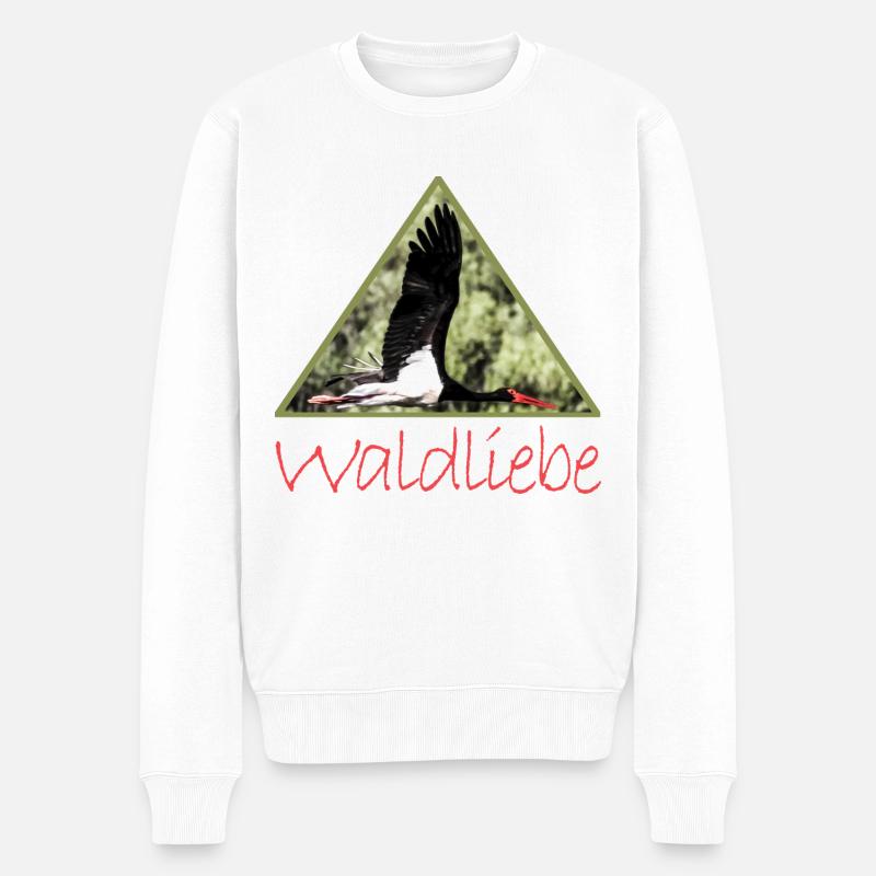 wald 8 waldliebe mit schwarzstorch - Männer Premium Bio Pullover - Weiß