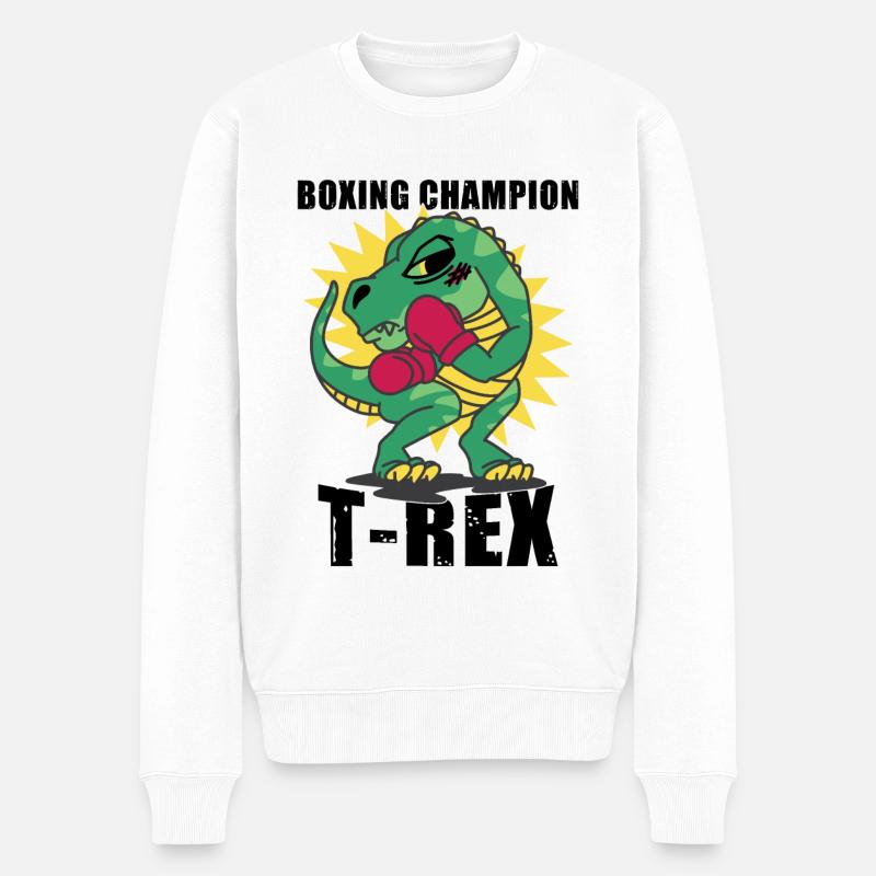 Boxen T-Rex - Männer Premium Bio Pullover - Weiß