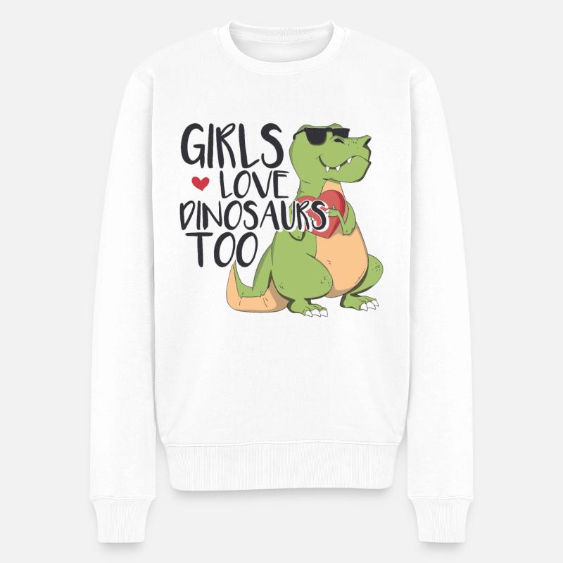 Kinder Dinosaurier T-Rex Mädchen - Männer Premium Bio Pullover - Weiß